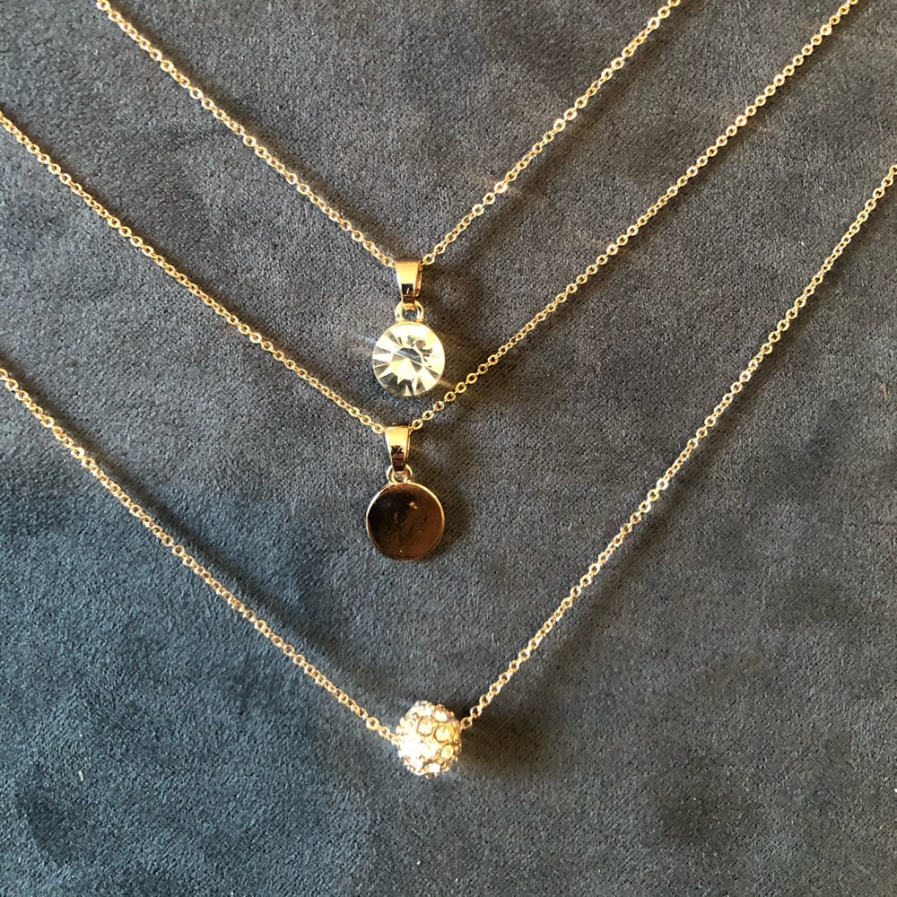 Three Goldtone Fashion Layering necklaces